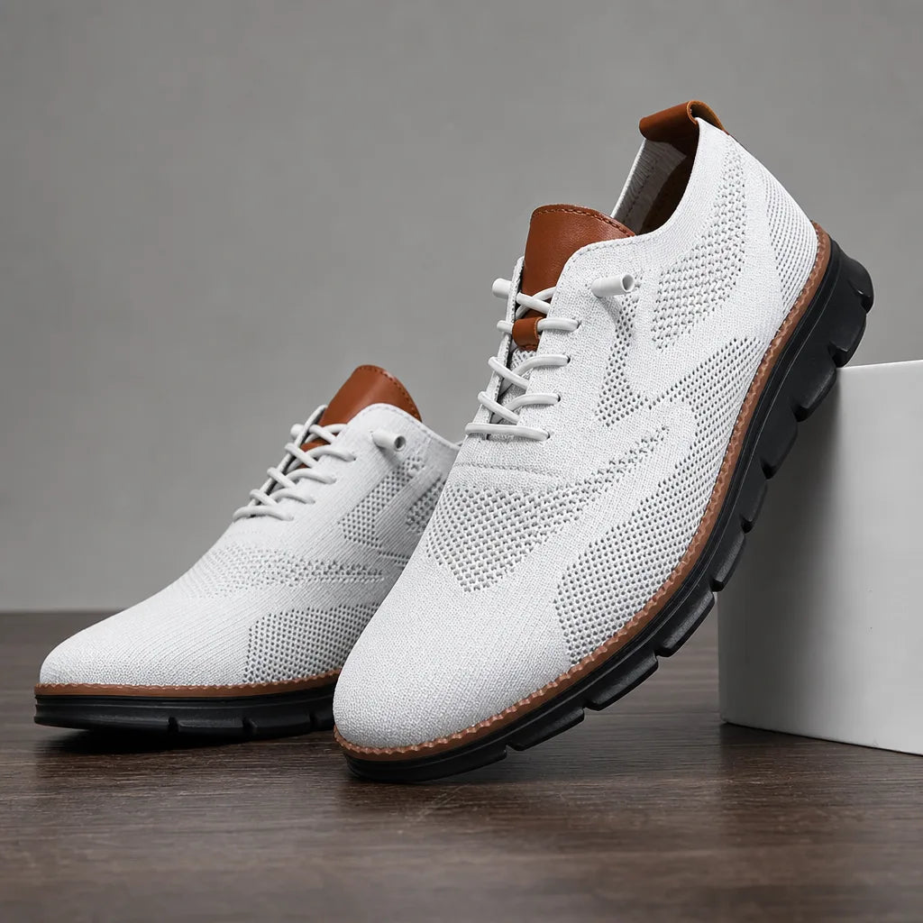 Lyndon | Men's Knit Sneakers  - Color:White;Size:40