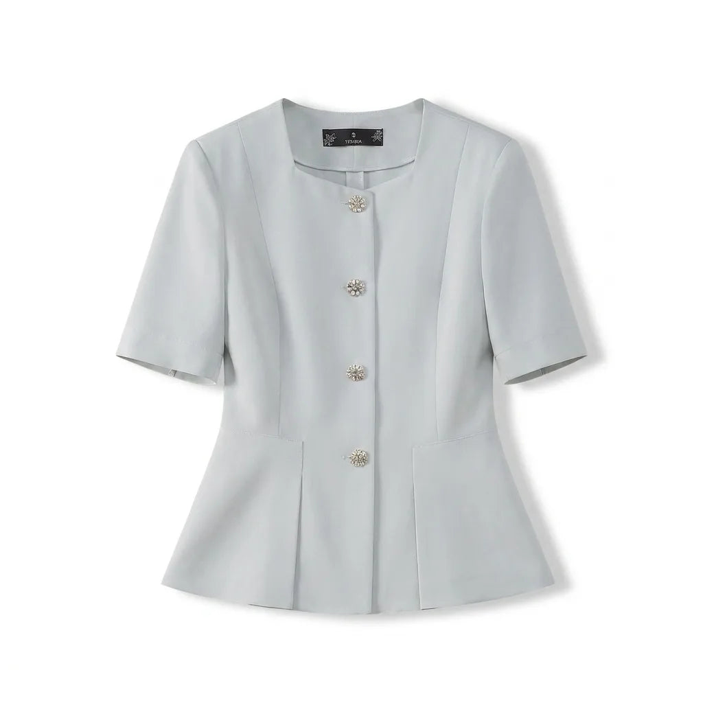 Women's Blue Lyra Short Sleeve Suit Set