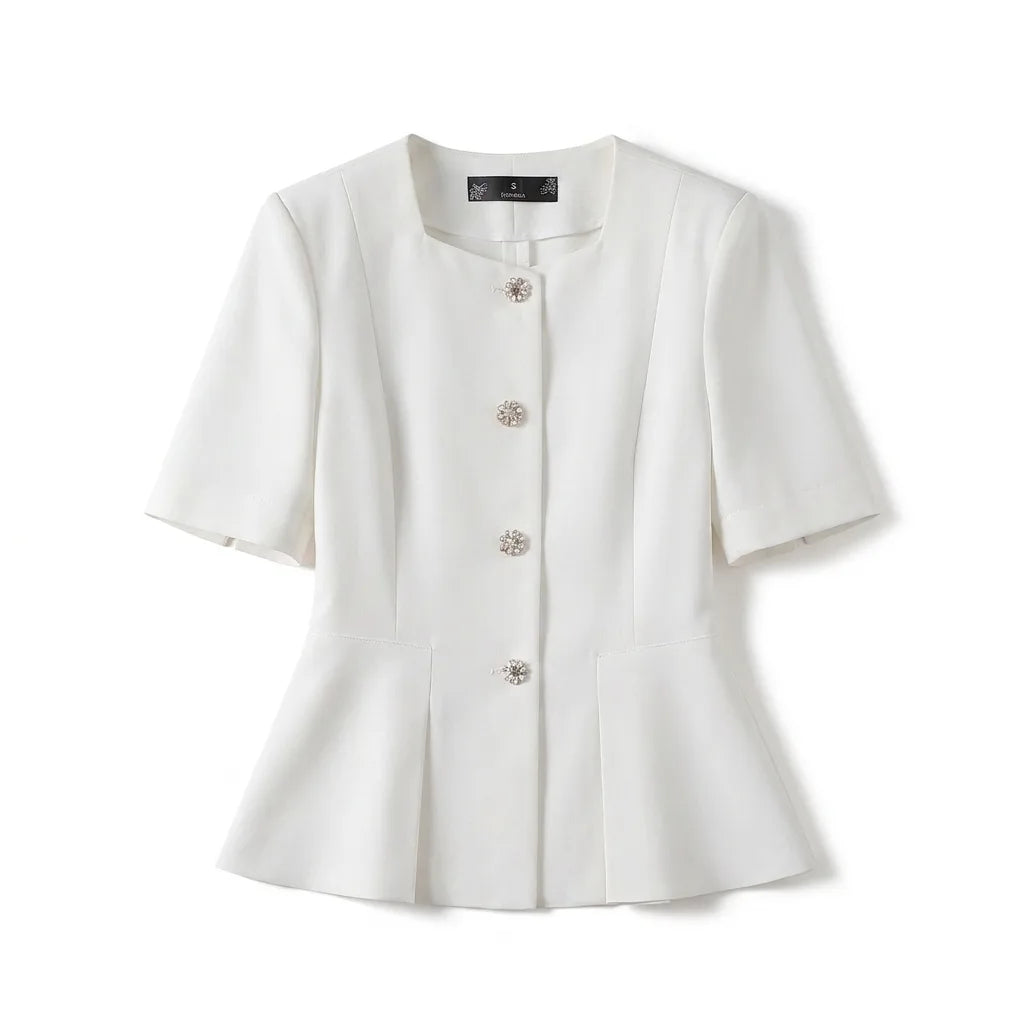 Women's White Lyra Short Sleeve Suit Set