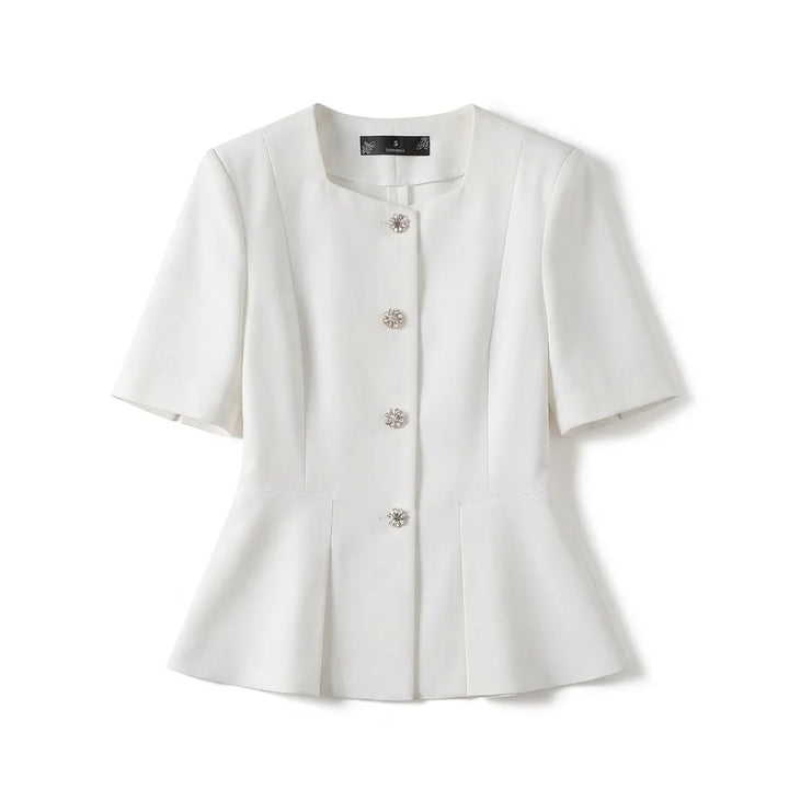 Women's White Lyra Short Sleeve Suit Set