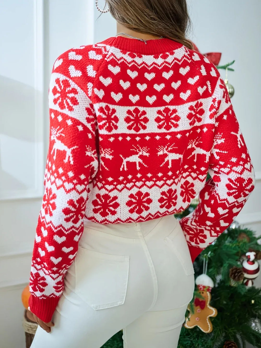 Women's Festive Fair Isle Jumper red.webp