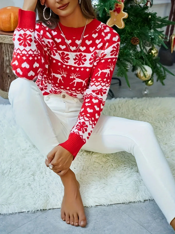 Women's Festive Fair Isle Jumper red 3.webp