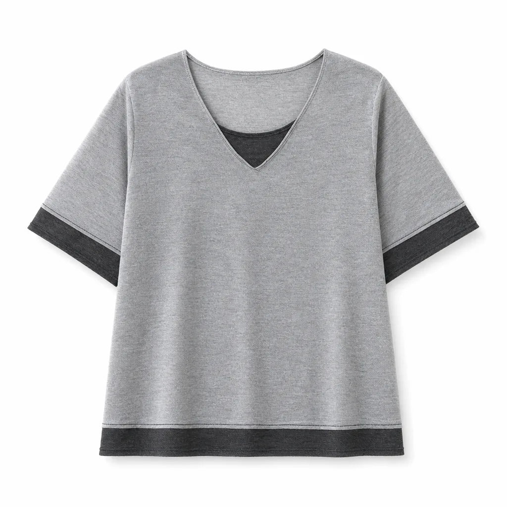 Macy Layered Knit Top - Color:Gray;Size:S