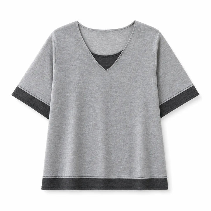 Macy Layered Knit Top - Color:Gray;Size:S