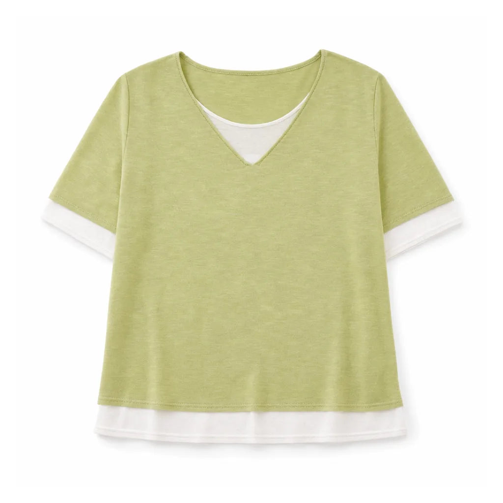Macy Layered Knit Top - Color:Light Yellow;Size:S