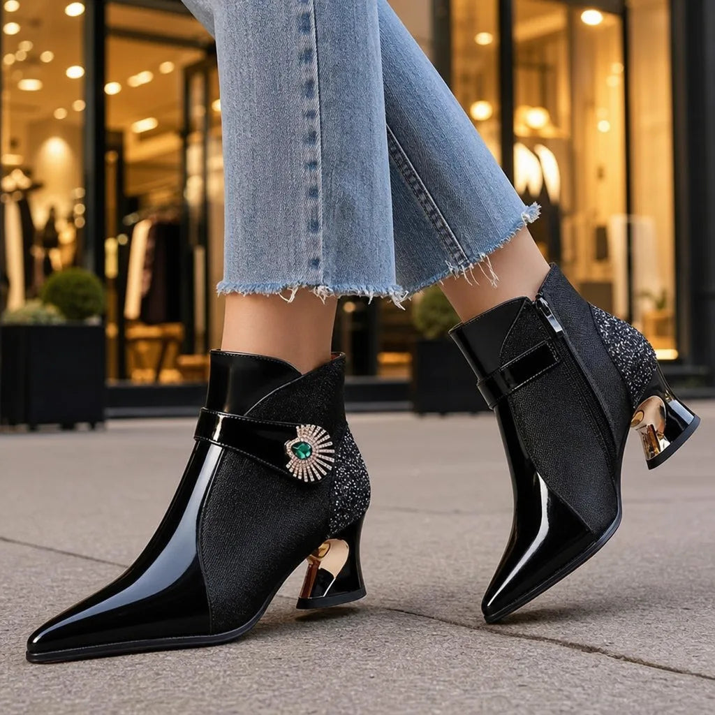 Women's Black Madeleine Pointed Ankle Boots