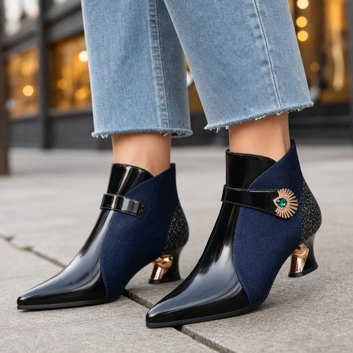 Women's Blue Madeleine Pointed Ankle Boots