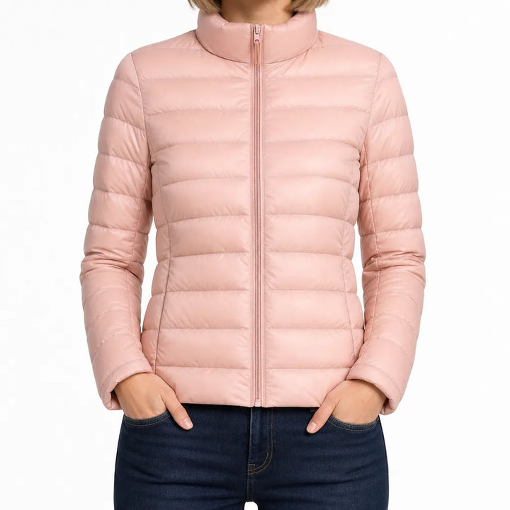 Maeve | Quilted Jacket - Color:Peach Pink;Size:S