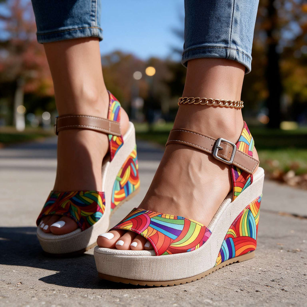 Alessia | Women's Buckle Platform Sandal Heels