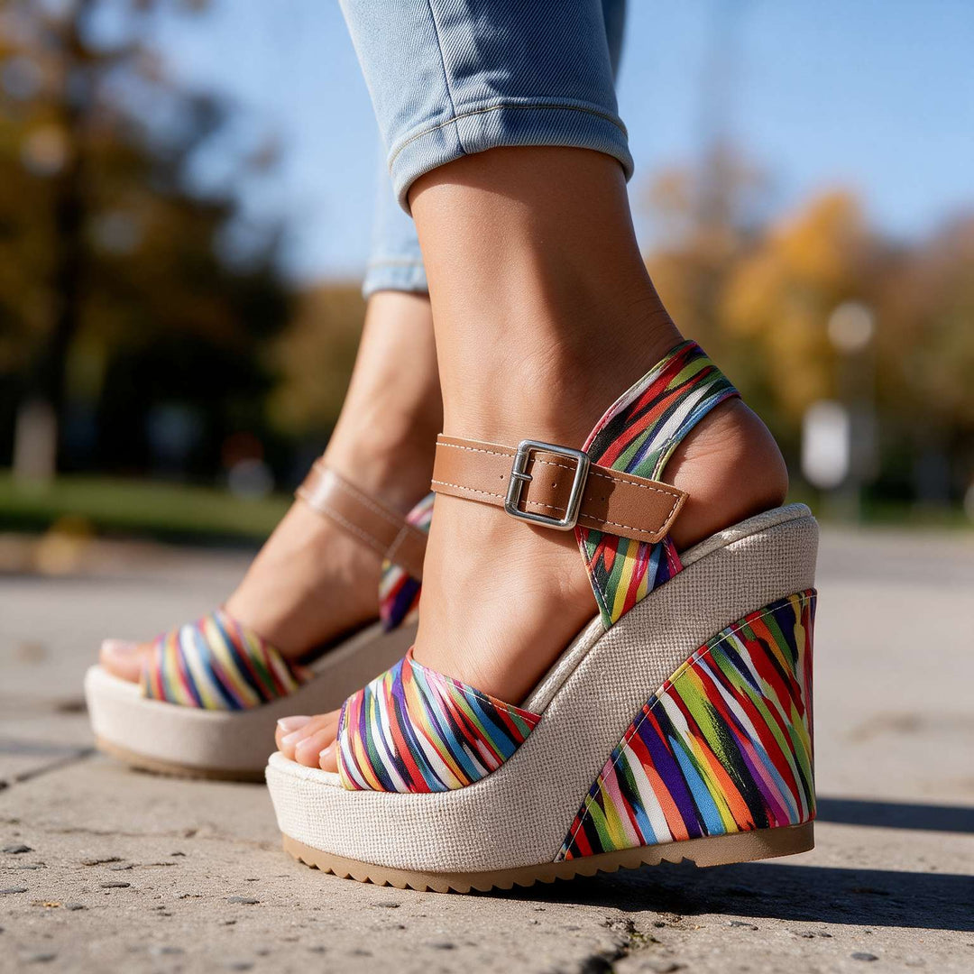 Alessia | Women's Buckle Platform Sandal Heels