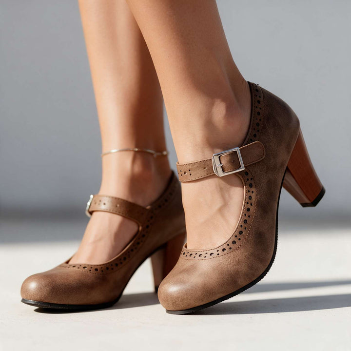 Davina | Women's Mary Jane Brogue Heels