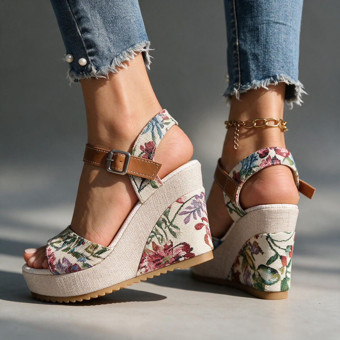 Daisy Buckle Platform Heels