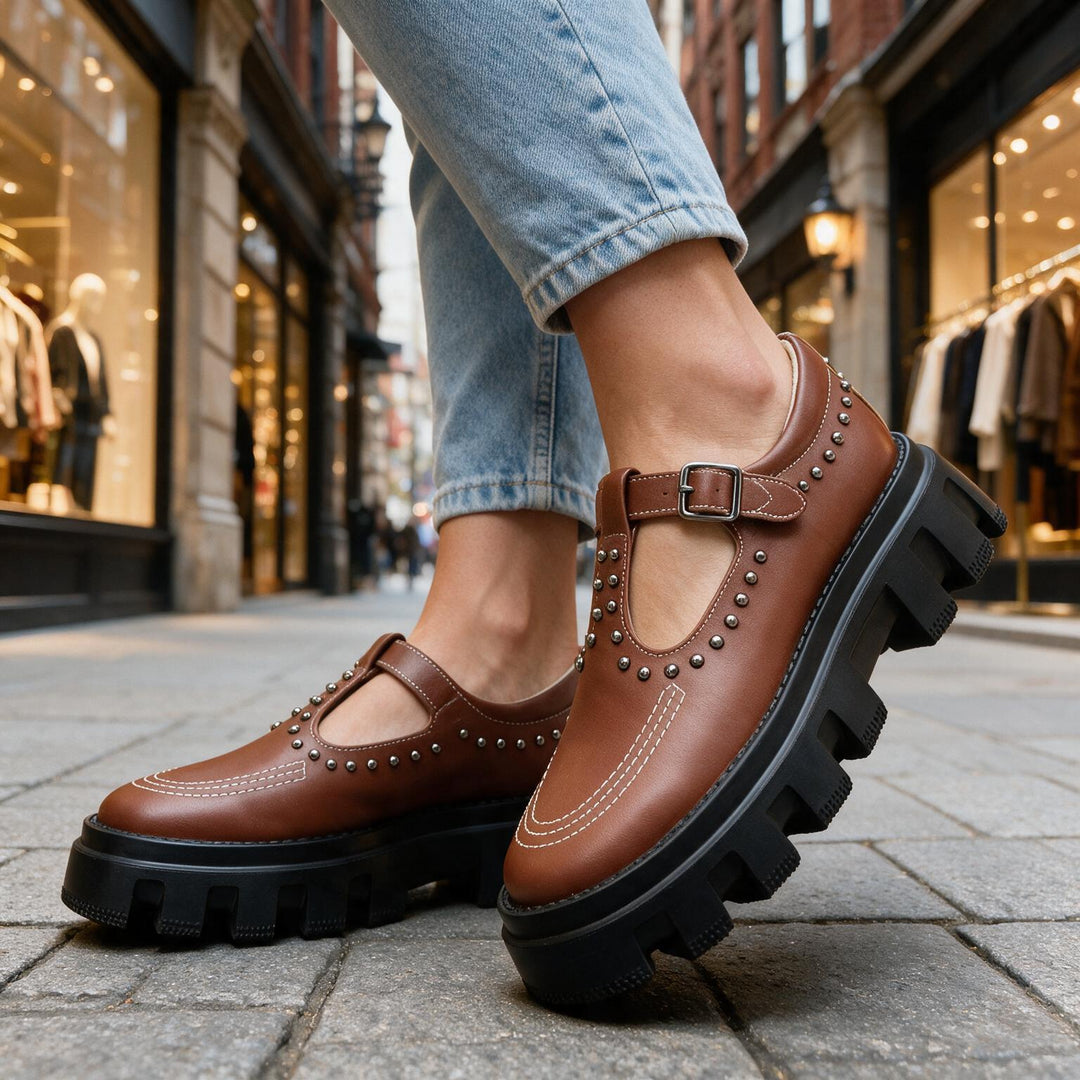 Jasmine Studded Leather Buckle Loafers