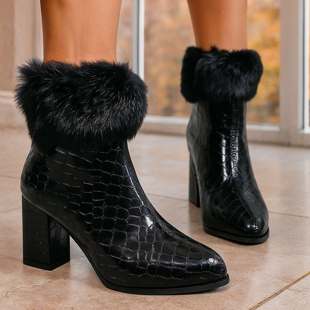 Selena Plush Trim Heels
