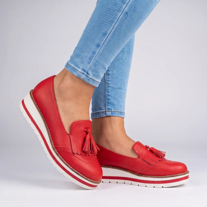 Maisie | Women's Orthopedic Platform Loafers  - Color:Red;Size:35