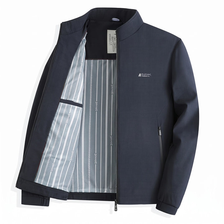 Maison Stand Collar Jacket - Color:Blue;Size:170
