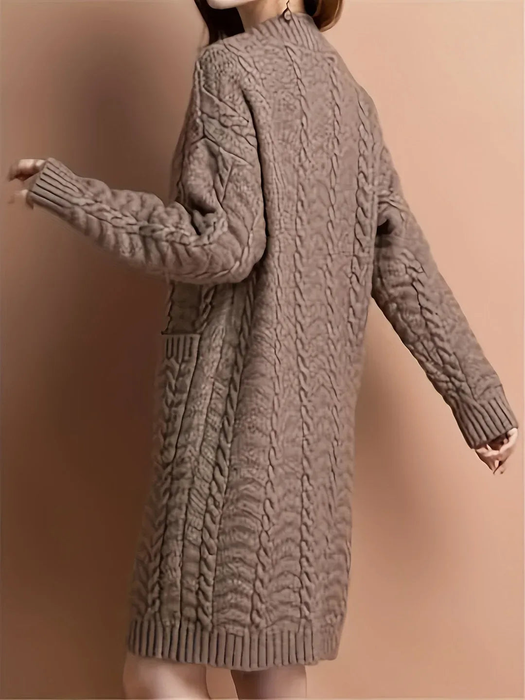 Women's Cable-Knit Longline Cardigan brown2.webp