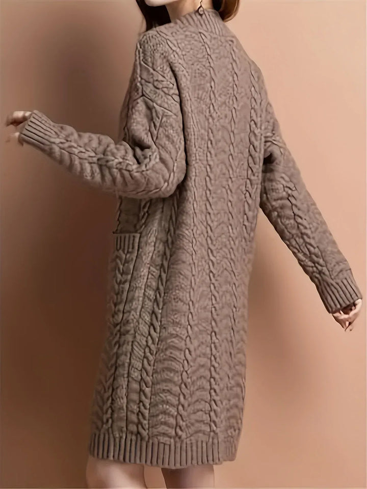 Women's Cable-Knit Longline Cardigan brown2.webp