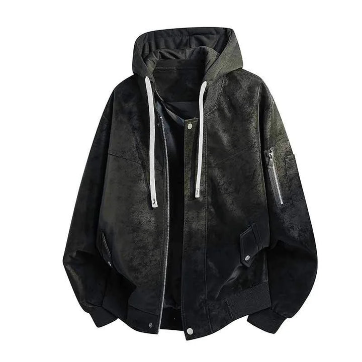 Malcolm | Men's Windbreaker Hoodie Jacket  - Color:Black;Size:S