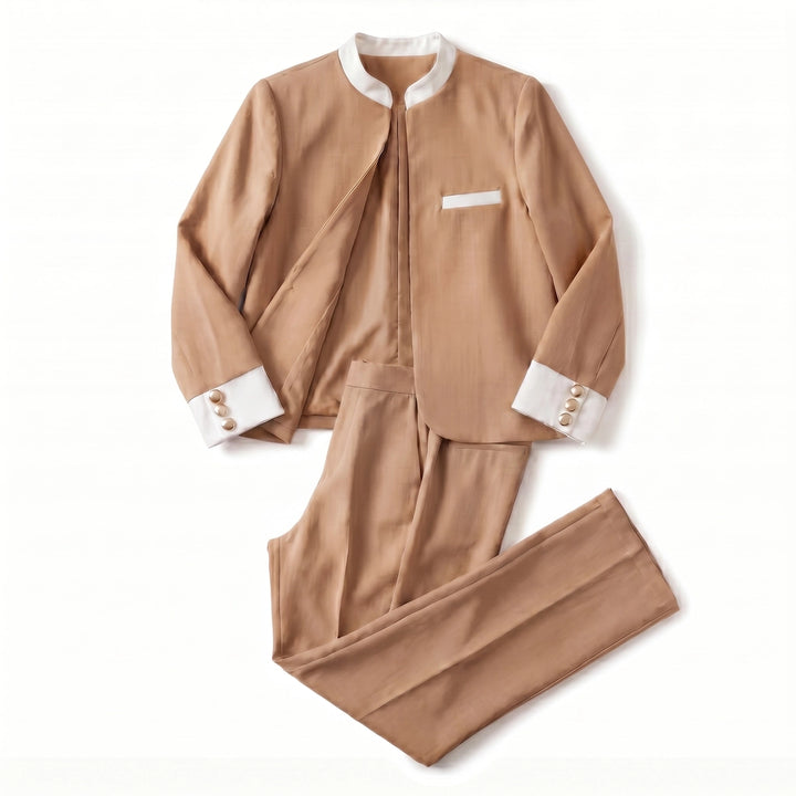 Mallory Two-Piece Blazer Set - Color:Camel;Size:XXS