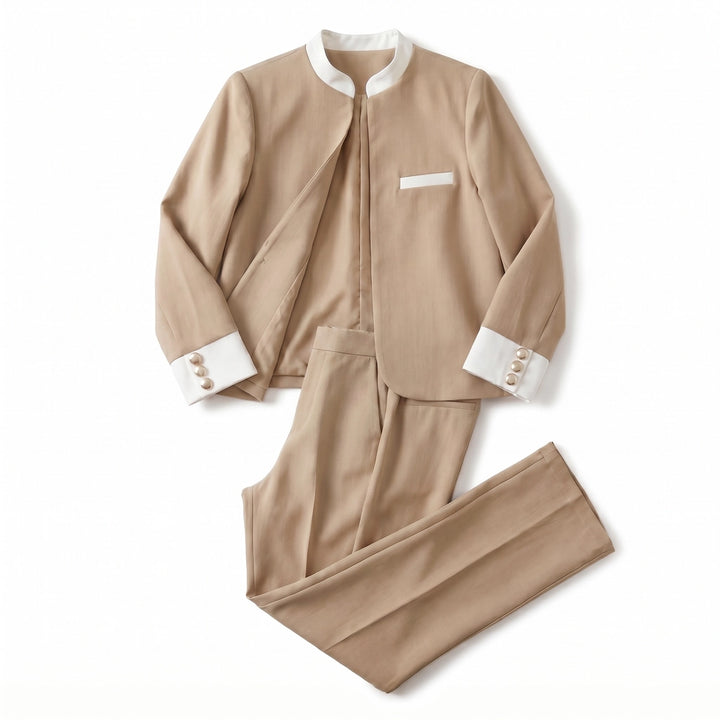 Mallory Two-Piece Blazer Set - Color:Khaki;Size:XXS