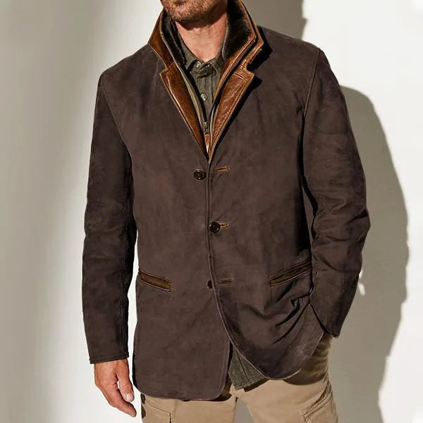 Marcus | Men's Vintage Winter Jacket - Color:Dark Brown;Size:XS
