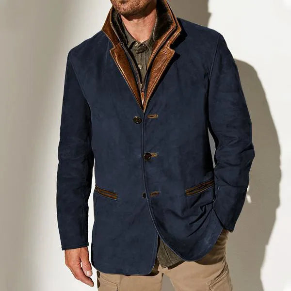 Marcus | Men's Vintage Winter Jacket - Color:Navy Blue;Size:XS