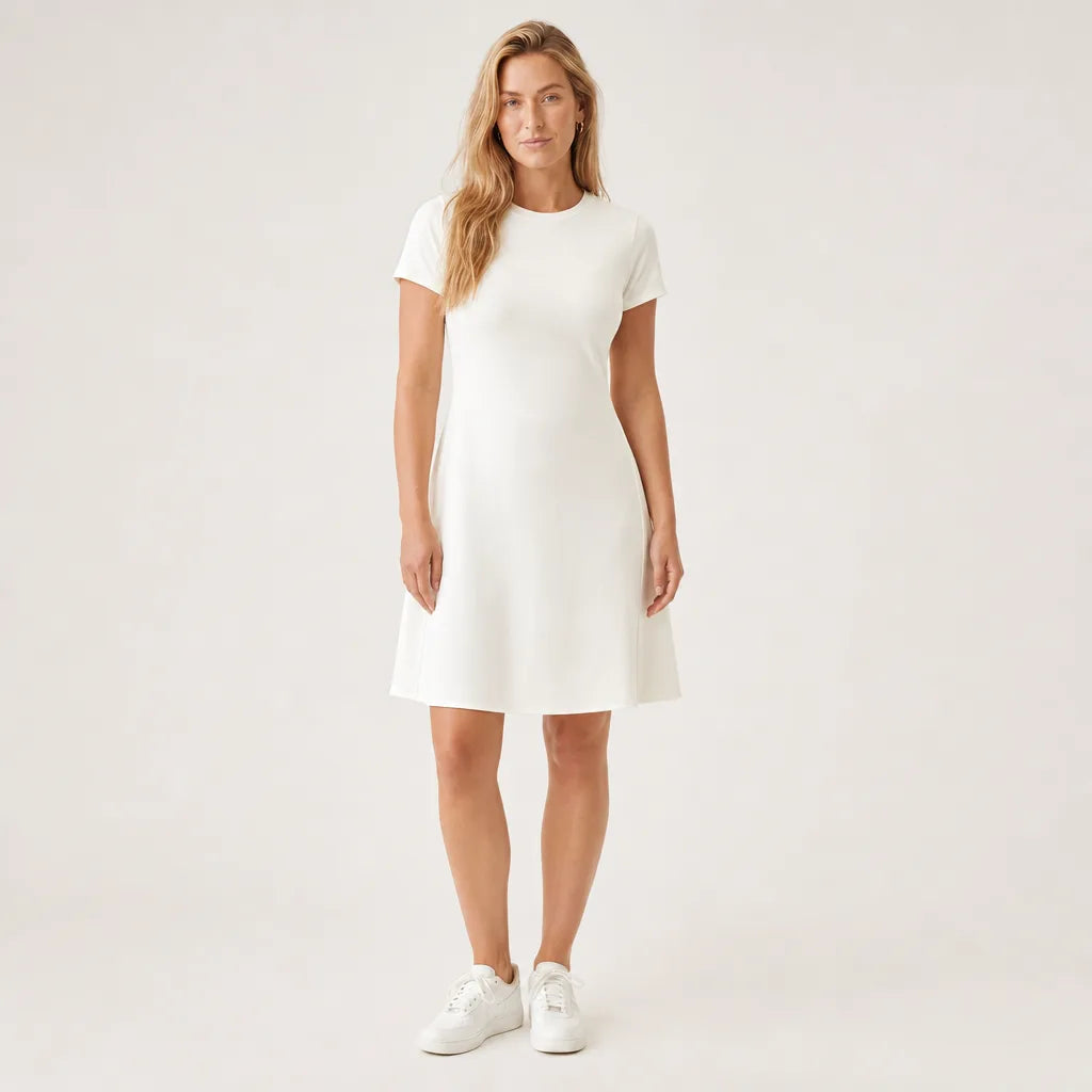 Maren Midi Dress - Color:White;Size:XS