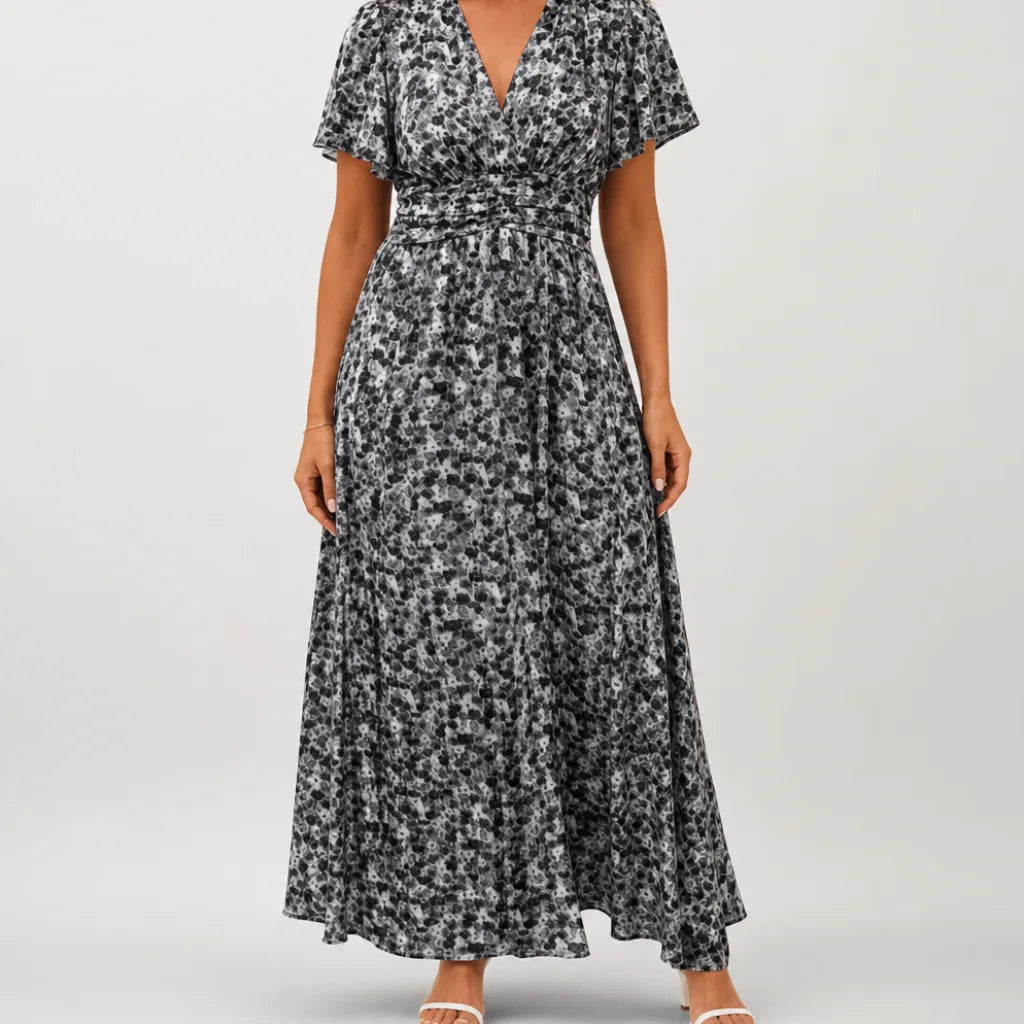 Marguerite | Floral Maxi Dress for Effortless Elegance - Color:Black;Size:XS
