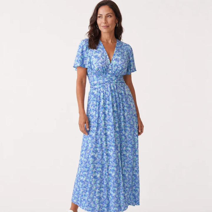 Women's Blue Marguerite | Floral Maxi Dress for Effortless Elegance