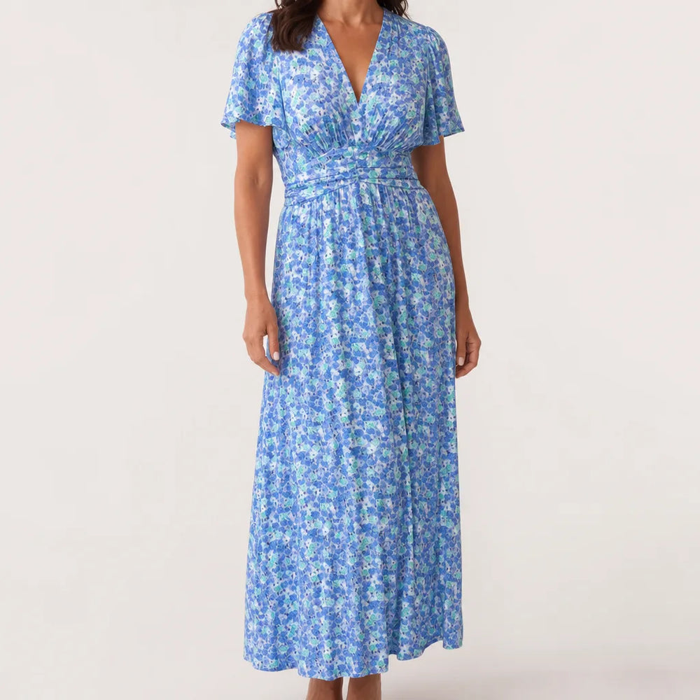 Marguerite | Floral Maxi Dress for Effortless Elegance - Color:Blue;Size:XS
