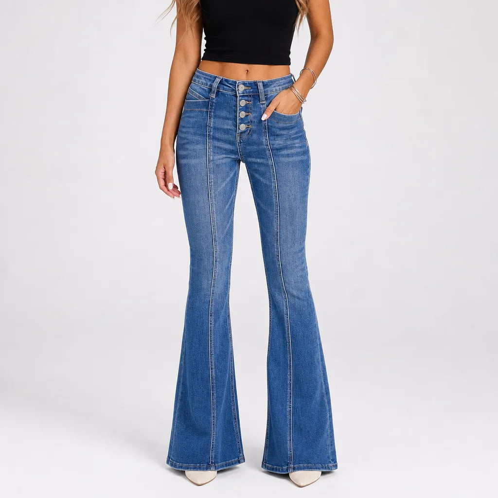 Marguerite | Mom Jeans Baggy Wide Leg Jeans - Color:Blue;Size:XXS