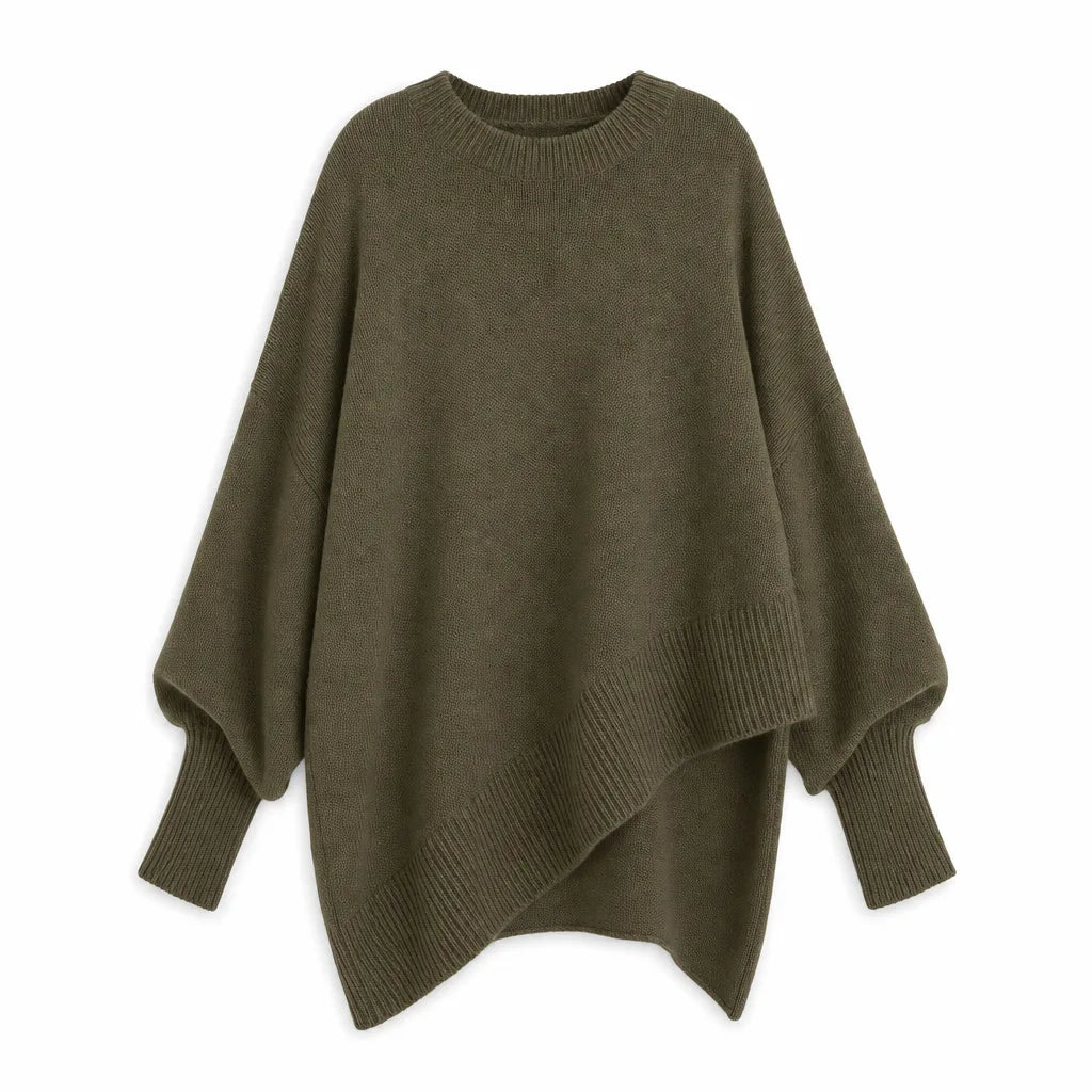 Marguerite Oversized Crew Sweater  - Color:Green;Size:XXS