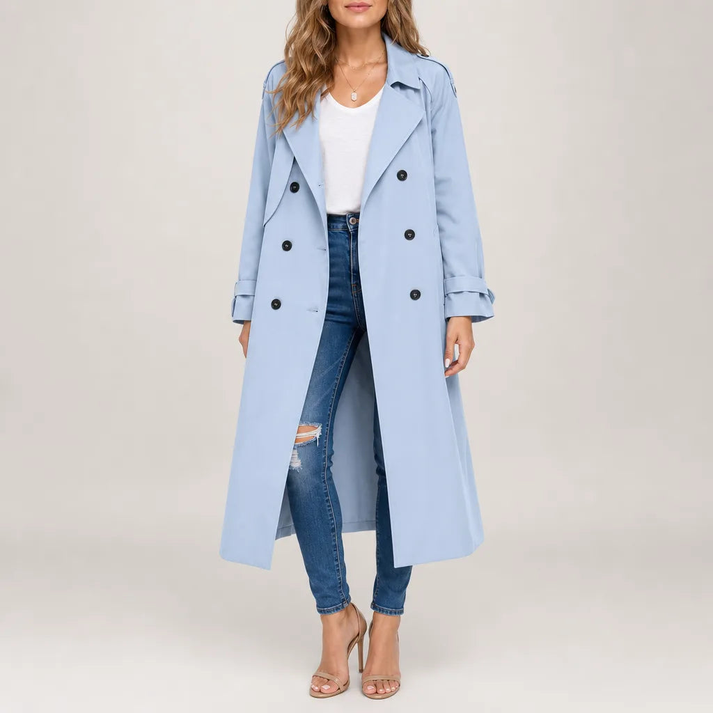 Marguerite Trench Coat - Color:Blue;Size:XS