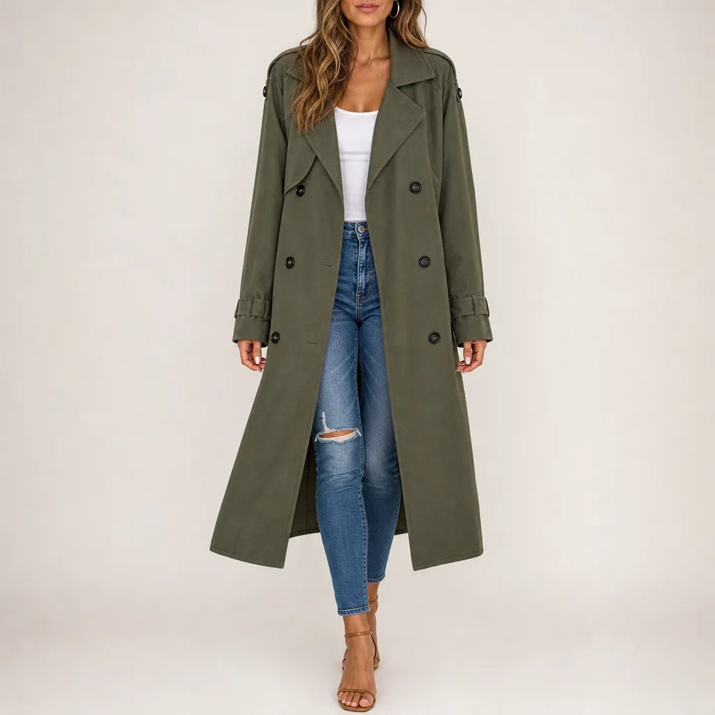 Marguerite Trench Coat - Color:Green;Size:XS