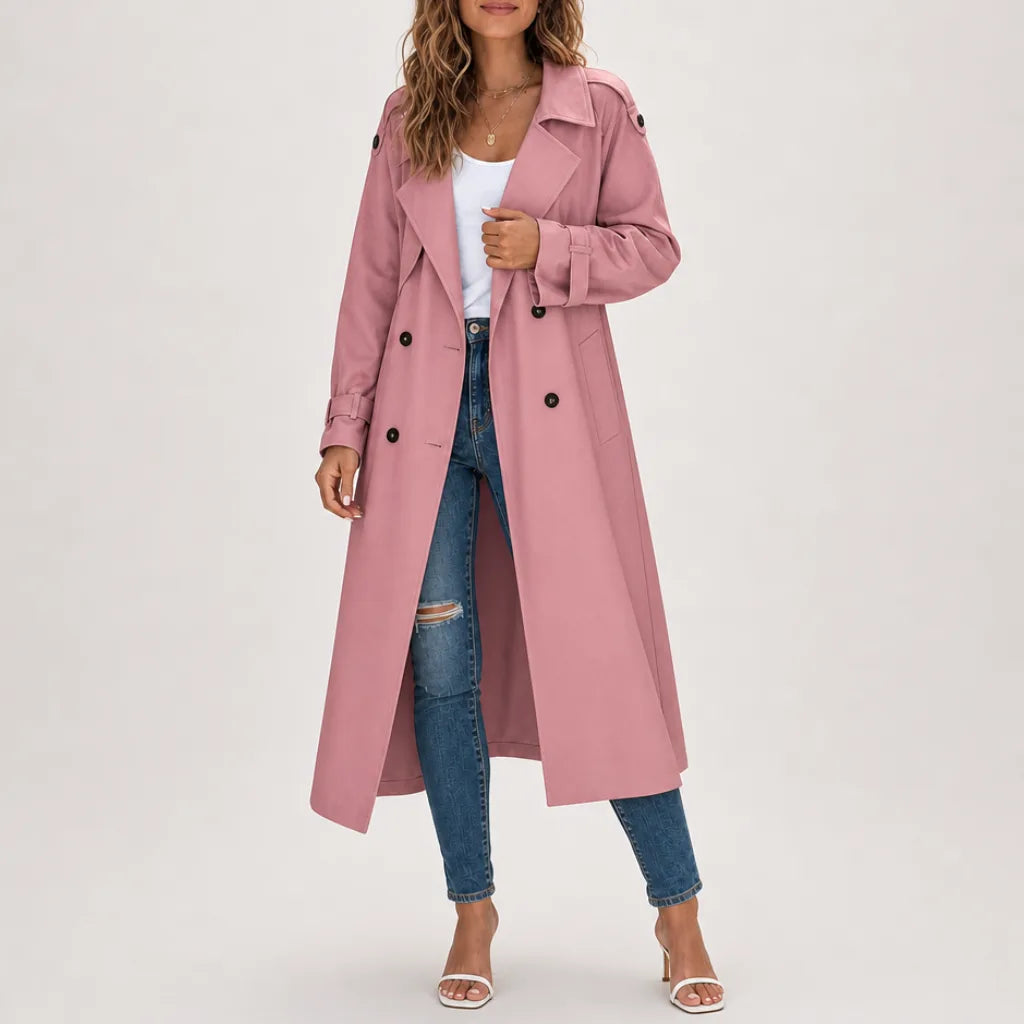 Marguerite Trench Coat - Color:Pink;Size:XS