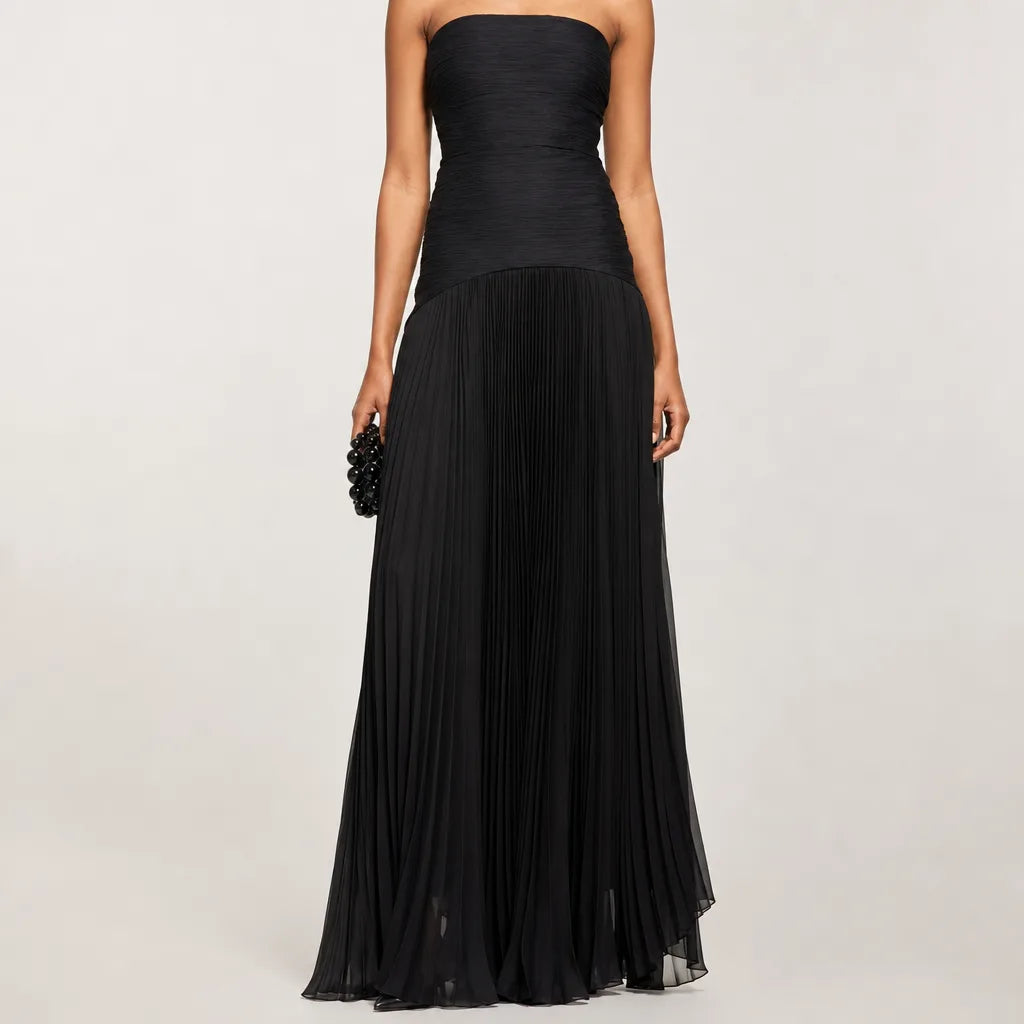 Marguerite | Women's Fall Wedding Guest Maxi Dress - Color:Black;Size:XS