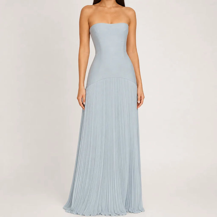 Marguerite | Women's Fall Wedding Guest Maxi Dress - Color:Blue;Size:XS