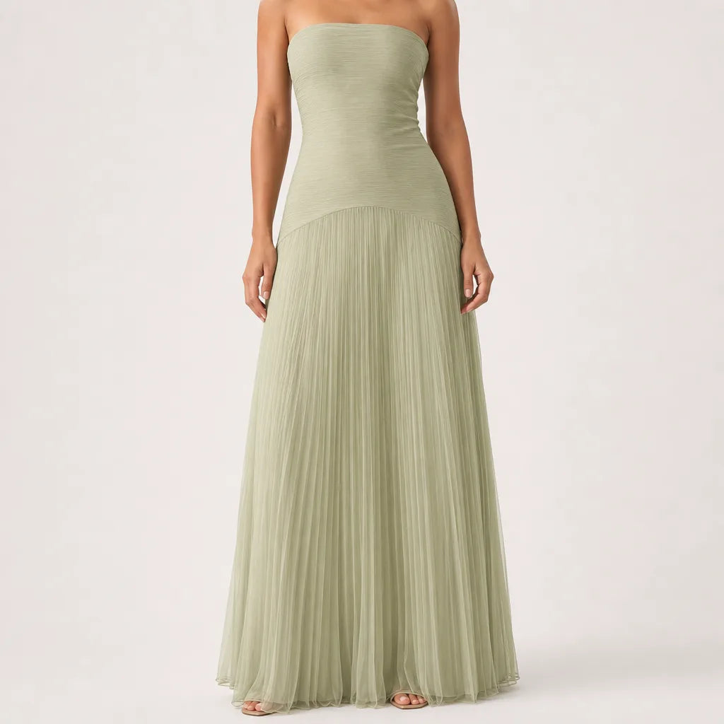 Marguerite | Women's Fall Wedding Guest Maxi Dress - Color:Green;Size:XS