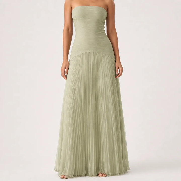 Marguerite | Women's Fall Wedding Guest Maxi Dress - Color:Green;Size:XS