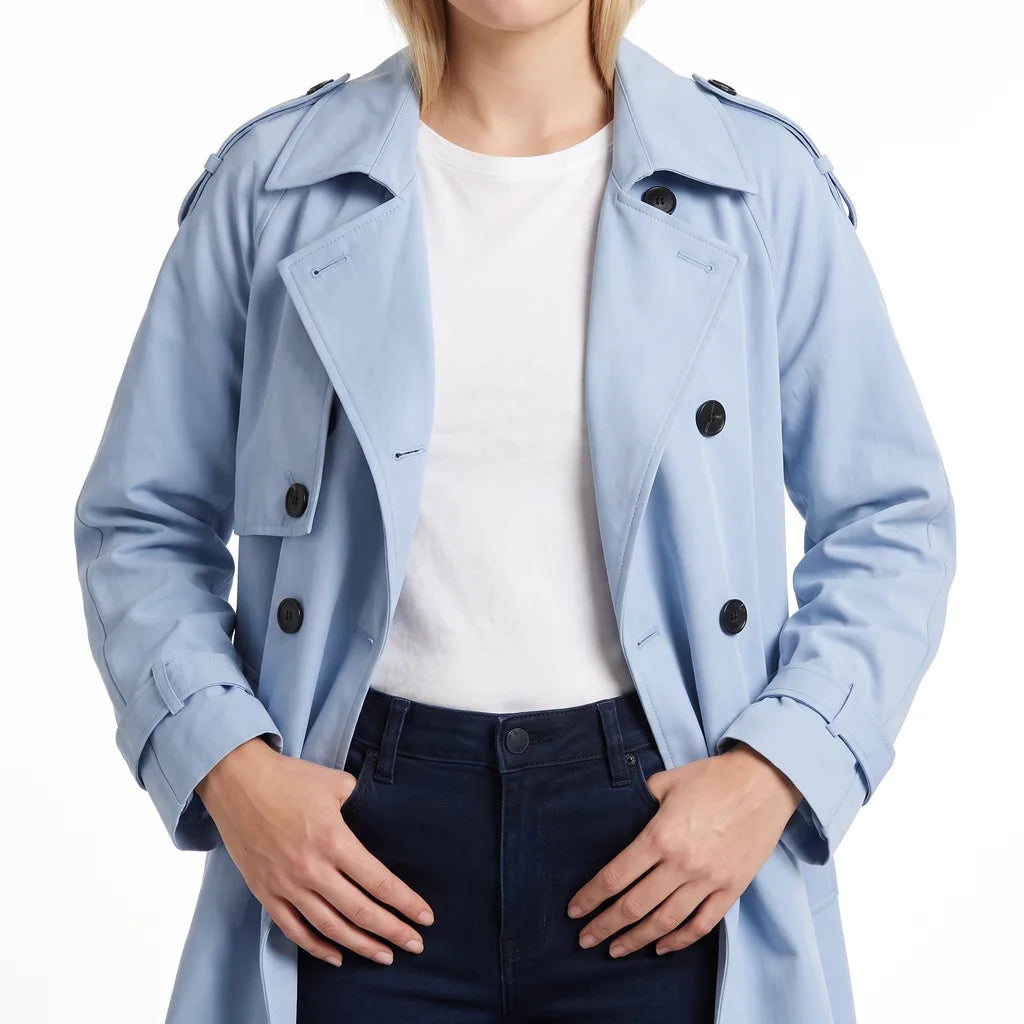 Marguerite | Women's Oversized Long Trench Coat - Color:Blue;Size:XS