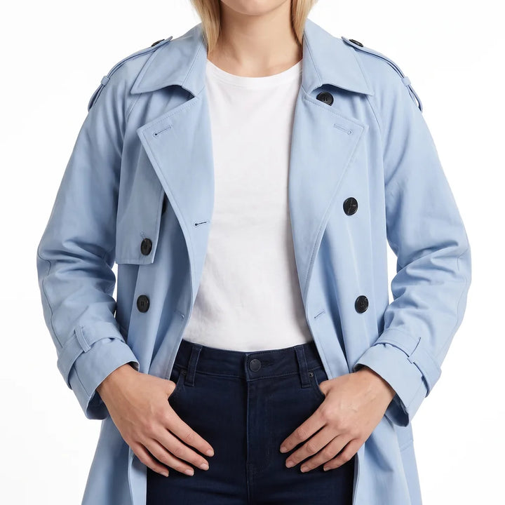 Marguerite | Women's Oversized Long Trench Coat - Color:Blue;Size:XS