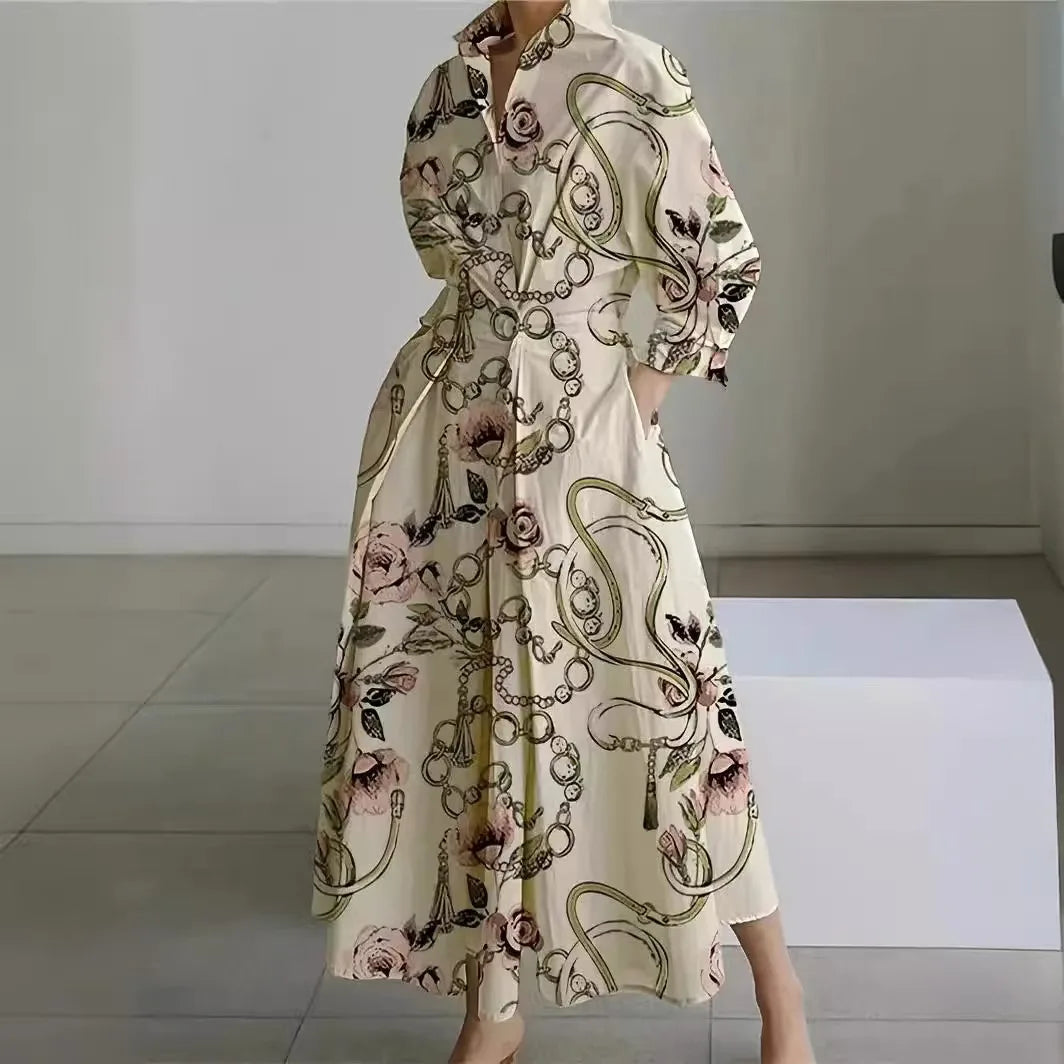 Maria | Women's Front Wrap Maxi Dress - Size:XS;Color:Gold Chain