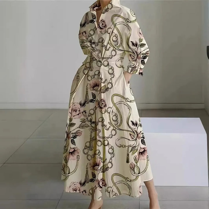 Maria | Women's Front Wrap Maxi Dress - Size:XS;Color:Gold Chain