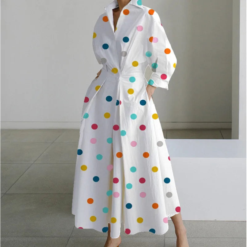 Maria | Women's Front Wrap Maxi Dress - Size:XS;Color:Rainbow Polka