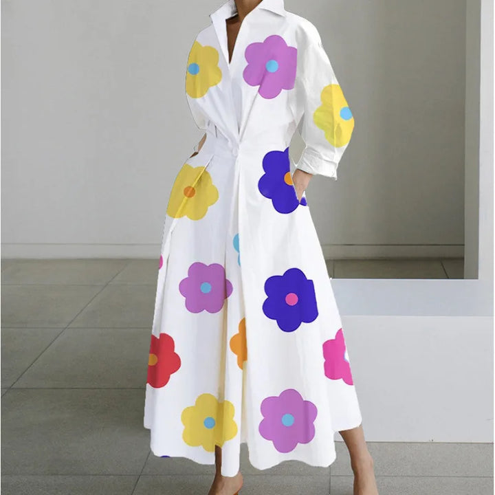 Maria | Women's Front Wrap Maxi Dress - Size:XS;Color:White Flower