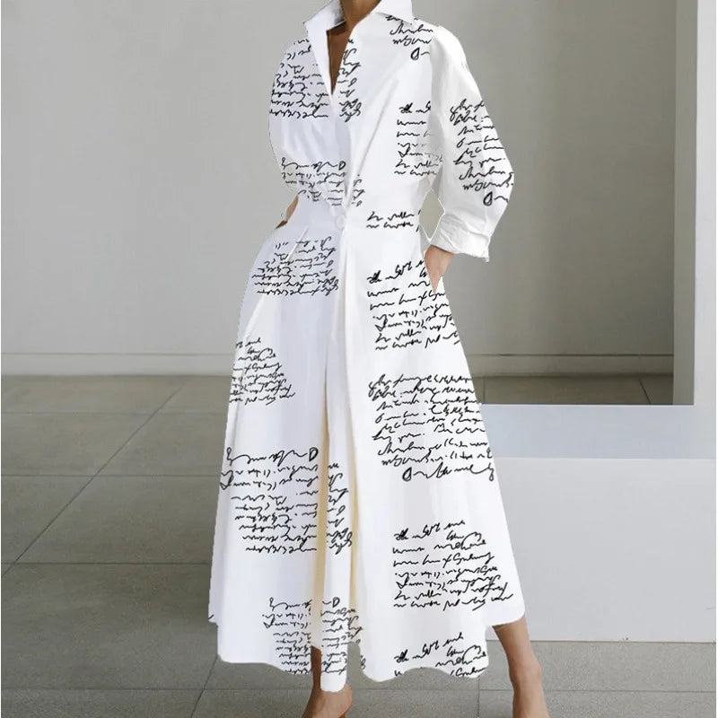 Maria | Women's Front Wrap Maxi Dress - Size:XS;Color:White Letter