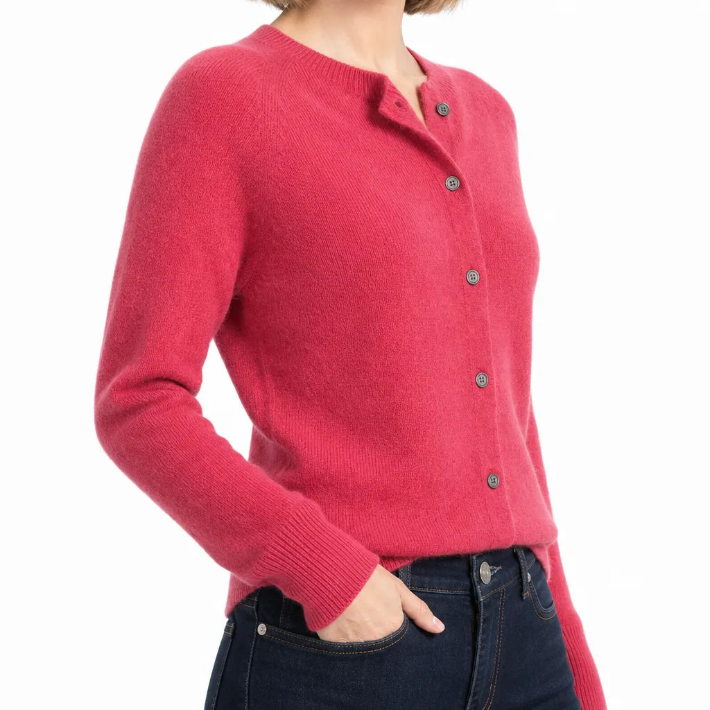 Women's Pink Hugh Wool Knit Cardigan