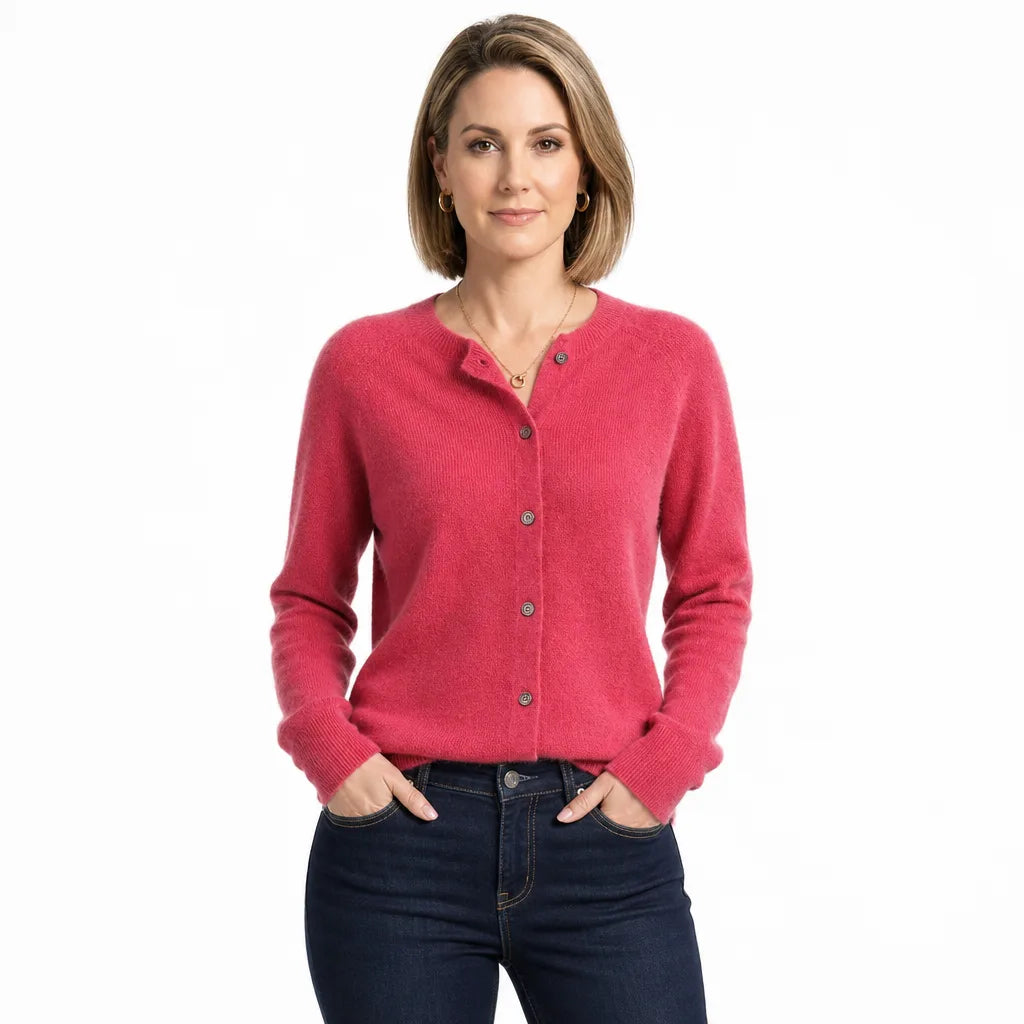 Women's Pink Hugh Wool Knit Cardigan