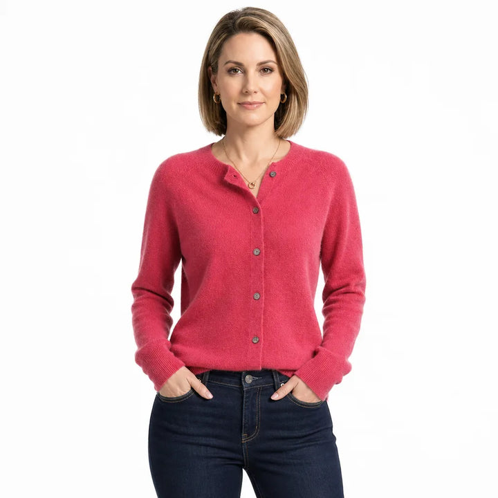 Women's Pink Hugh Wool Knit Cardigan